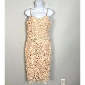 Coquette Lace Dress NWT Medium Pink Sheath Soft Girl Spaghetti Strap Wedding